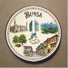 MS1002 Bursa Temalı Magnet Saat Buzdolabı Süsü Duvar Saati 10,5cm