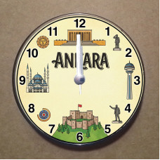MS1005 Ankara Temalı Magnet Saat Buzdolabı Süsü Duvar Saati 10,5cm