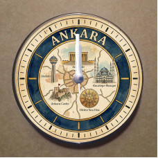 MS1006 Ankara Temalı Magnet Saat Buzdolabı Süsü Duvar Saati 10,5cm