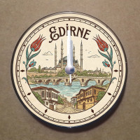 MS1020 Edirne Temalı Magnet Saat Buzdolabı Süsü Duvar Saati 10,5cm