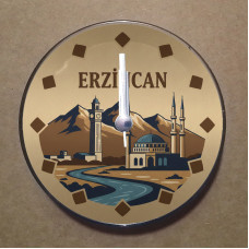 MS1021 Erzincan Temalı Magnet Saat Buzdolabı Süsü Duvar Saati 10,5cm