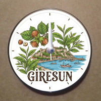 MS1024 Giresun Temalı Magnet Saat Buzdolabı Süsü Duvar Saati 10,5cm