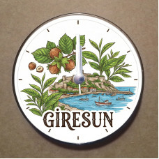 MS1024 Giresun Temalı Magnet Saat Buzdolabı Süsü Duvar Saati 10,5cm