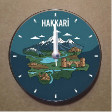 MS1025 HakkariTemalı Magnet Saat Buzdolabı Süsü Duvar Saati 10,5cm