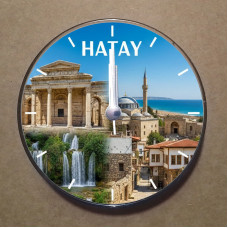 MS1026 Hatay Temalı Magnet Saat Buzdolabı Süsü Duvar Saati 10,5cm