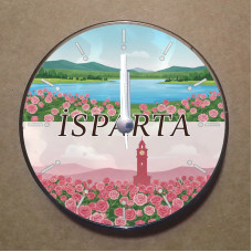 MS1027 Isparta Temalı Magnet Saat Buzdolabı Süsü Duvar Saati 10,5cm