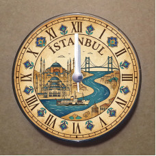 MS1028 İstanbul Temalı Magnet Saat Buzdolabı Süsü Duvar Saati 10,5cm