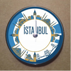 MS1033 İstanbul Temalı Magnet Saat Buzdolabı Süsü Duvar Saati 10,5cm