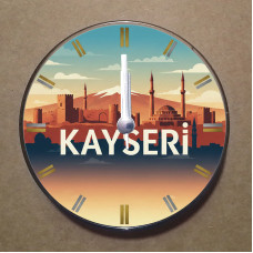 MS1046 Kayseri Temalı Magnet Saat Buzdolabı Süsü Duvar Saati 10,5cm