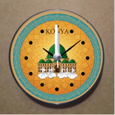 MS1048 Konya Temalı Magnet Saat Buzdolabı Süsü Duvar Saati 10,5cm