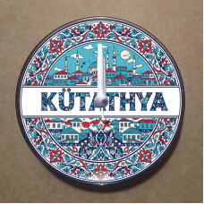 MS1049 Kütahya Temalı Magnet Saat Buzdolabı Süsü Duvar Saati 10,5cm