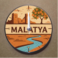 MS1051 Malatya Temalı Magnet Saat Buzdolabı Süsü Duvar Saati 10,5cm