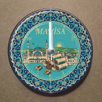 MS1052 Manisa Temalı Magnet Saat Buzdolabı Süsü Duvar Saati 10,5cm