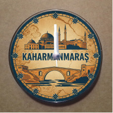 MS1053 Kahramanmaraş Temalı Magnet Saat Buzdolabı Süsü Duvar Saati 10,5cm