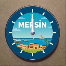MS1055 Mersin Temalı Magnet Saat Buzdolabı Süsü Duvar Saati 10,5cm