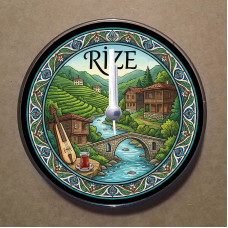 MS1059 Rize Temalı Magnet Saat Buzdolabı Süsü Duvar Saati 10,5cm