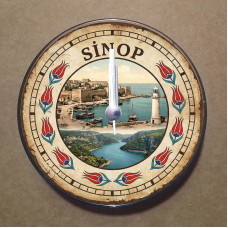 MS1062 Sinop Temalı Magnet Saat Buzdolabı Süsü Duvar Saati 10,5cm
