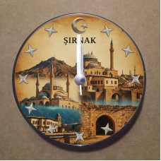 MS1065 Şırnak Temalı Magnet Saat Buzdolabı Süsü Duvar Saati 10,5cm