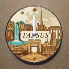 MS1066 Tarsus Temalı Magnet Saat Buzdolabı Süsü Duvar Saati 10,5cm