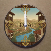 MS1067 Tokat Temalı Magnet Saat Buzdolabı Süsü Duvar Saati 10,5cm