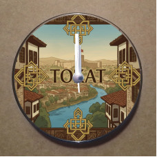 MS1067 Tokat Temalı Magnet Saat Buzdolabı Süsü Duvar Saati 10,5cm