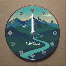 MS1069 Tunceli Temalı Magnet Saat Buzdolabı Süsü Duvar Saati 10,5cm