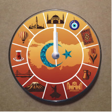 MS1074 Türkiye Temalı Magnet Saat Buzdolabı Süsü Duvar Saati 10,5cm