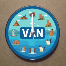 MS1078 Van Temalı Magnet Saat Buzdolabı Süsü Duvar Saati 10,5cm