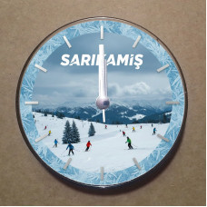 MS2002 Sarıkamış Temalı Magnet Saat Buzdolabı Süsü Duvar Saati 10,5cm