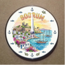 MS2013 Bodrum Temalı Magnet Saat Buzdolabı Süsü Duvar Saati 10,5cm