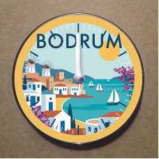 MS2015 Bodrum Temalı Magnet Saat Buzdolabı Süsü Duvar Saati 10,5cm