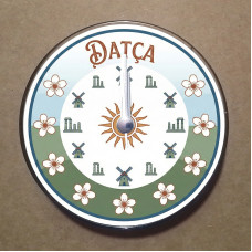 MS2018 Datça Temalı Magnet Saat Buzdolabı Süsü Duvar Saati 10,5cm