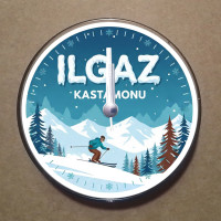 MS2022 Ilgaz Temalı Magnet Saat Buzdolabı Süsü Duvar Saati 10,5cm