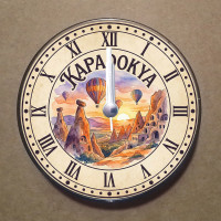 MS2023 Kapadokya Temalı Magnet Saat Buzdolabı Süsü Duvar Saati 10,5cm