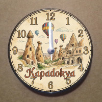 MS2026 Kapadokya Temalı Magnet Saat Buzdolabı Süsü Duvar Saati 10,5cm