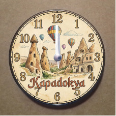 MS2026 Kapadokya Temalı Magnet Saat Buzdolabı Süsü Duvar Saati 10,5cm