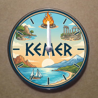 MS2027 Kemer Temalı Magnet Saat Buzdolabı Süsü Duvar Saati 10,5cm