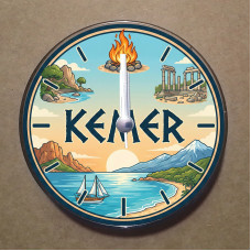 MS2027 Kemer Temalı Magnet Saat Buzdolabı Süsü Duvar Saati 10,5cm