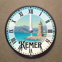MS2028 Kemer Temalı Magnet Saat Buzdolabı Süsü Duvar Saati 10,5cm
