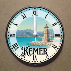 MS2028 Kemer Temalı Magnet Saat Buzdolabı Süsü Duvar Saati 10,5cm