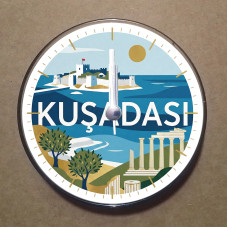 MS2032 Kuşadası Temalı Magnet Saat Buzdolabı Süsü Duvar Saati 10,5cm