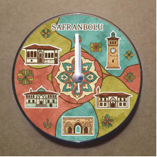 MS2040 Safranbolu Temalı Magnet Saat Buzdolabı Süsü Duvar Saati 10,5cm
