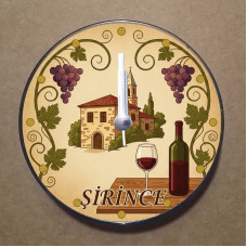 MS2044 Şirince Temalı Magnet Saat Buzdolabı Süsü Duvar Saati 10,5cm