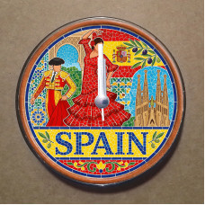 MS3003 İspanya Temalı Magnet Saat Buzdolabı Süsü Duvar Saati 10,5cm