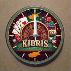 MS3006 Kıbrıs Temalı Magnet Saat Buzdolabı Süsü Duvar Saati 10,5cm