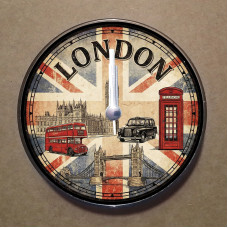 MS3007 İngiltere Temalı Magnet Saat Buzdolabı Süsü Duvar Saati 10,5cm