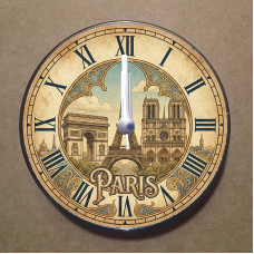 MS3012 Paris Temalı Magnet Saat Buzdolabı Süsü Duvar Saati 10,5cm