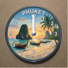 MS3013 Puket Temalı Magnet Saat Buzdolabı Süsü Duvar Saati 10,5cm