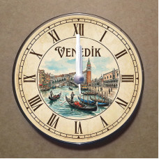MS3014 Venedik Temalı Magnet Saat Buzdolabı Süsü Duvar Saati 10,5cm