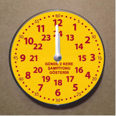 MS4002 Sarı Kırmızı Taraftar Temalı Magnet Saat Buzdolabı Süsü Duvar Saati 10,5cm